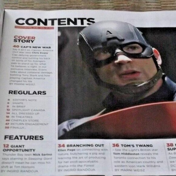 2/$40 CINEPLEX Magazine Mar Apr 2016 Vol 17 No 3 Chris Evans Captain America - Picture 2 of 3